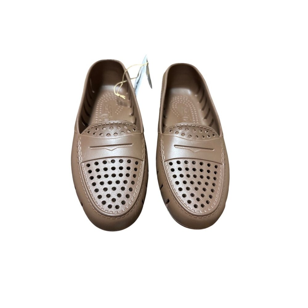 Women's Brown Perforated Slip-On Loafers